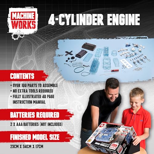 Machine Works 4-Cylinder Petrol Car Engine Replica Model - Build Your Own Engine Kit for Kids & Adults 9