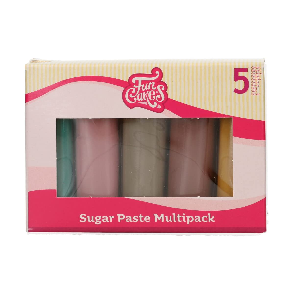 FunCakes Sugar Paste Multipack Earth Colour Palette - 5 x 100g Vanilla Fondant for Cake Decorating 1