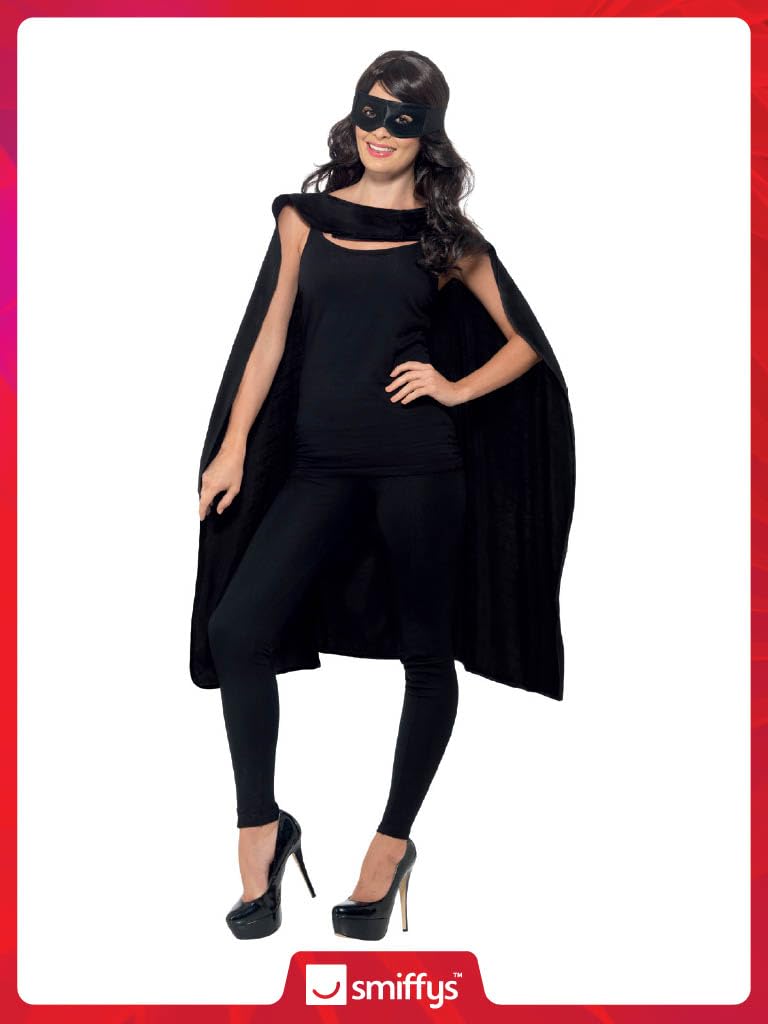 Smiffys Superhero Costume Accessory Set - Black Cape & Eyemask | One Size | Polyester 5