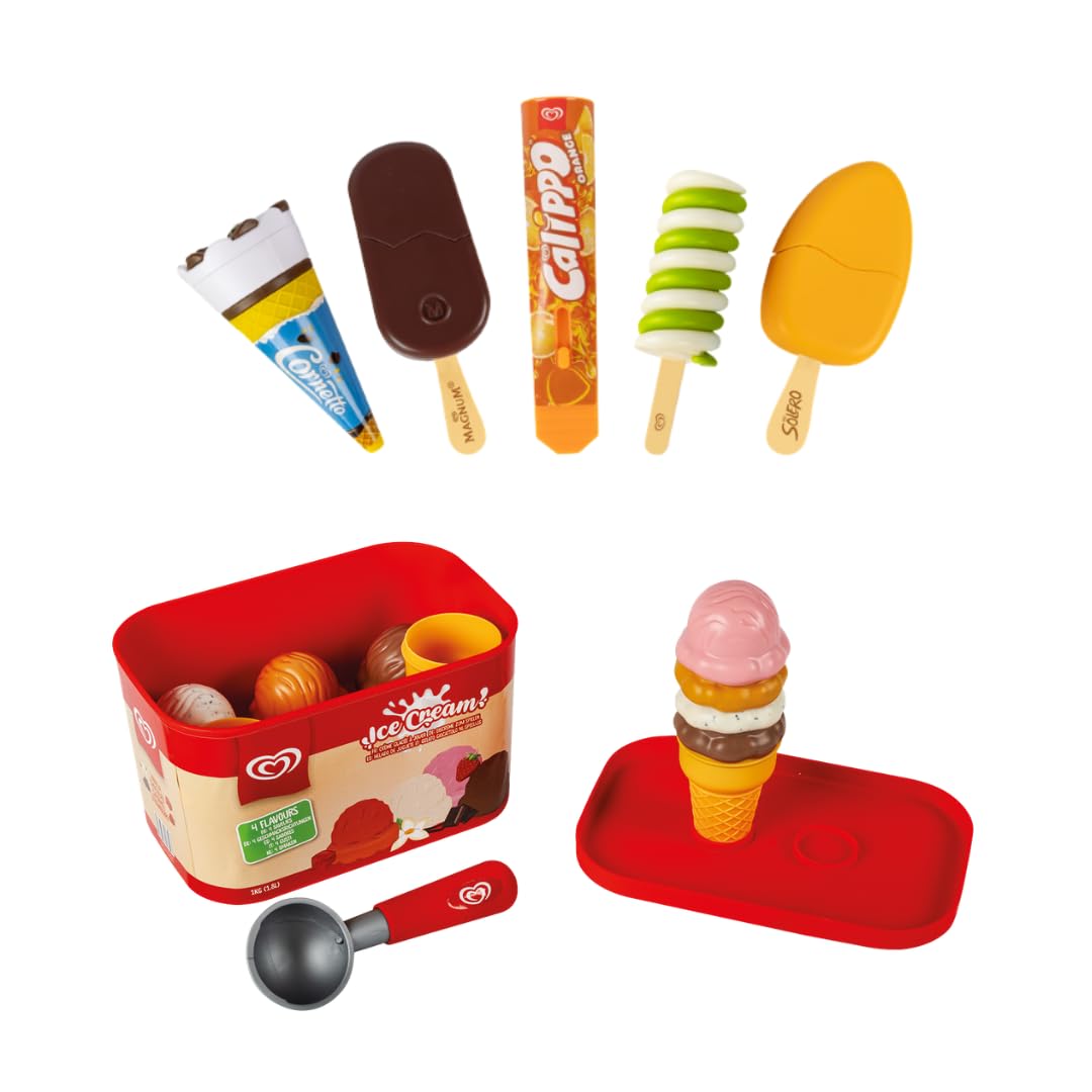 Casdon Walls Ice Cream Set - Includes Tub, Scoop & 5 Play Ice Creams | Ages 2+