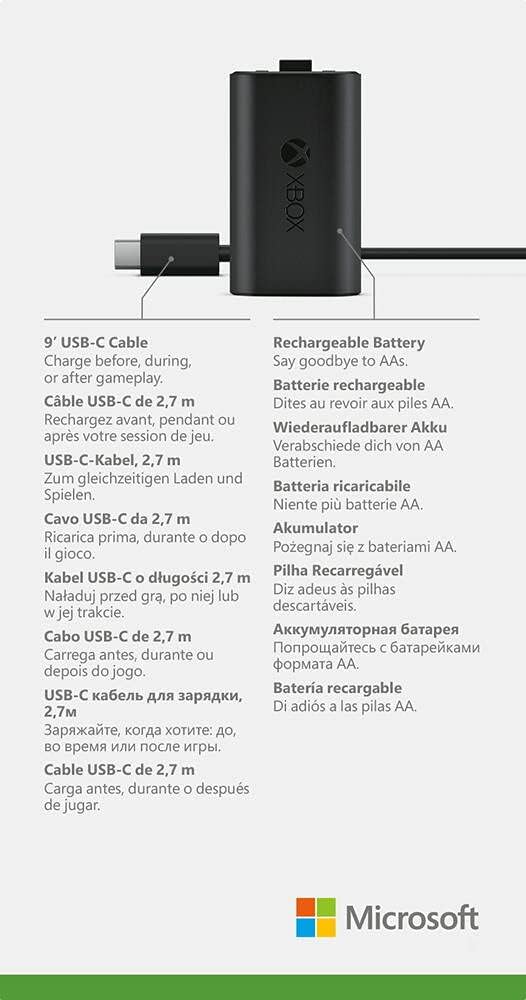 Xbox Play and Charge Kit - Rechargeable Battery + USB-C Cable for Xbox Controllers 5