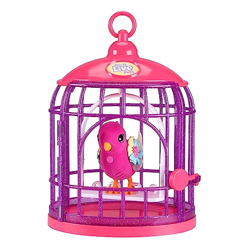 Little Live Pets Lil' Bird & Bird Cage: Tiara Twinkles - Interactive Electronic Singing Bird with Light-Up Wings (Ages 5-12)
