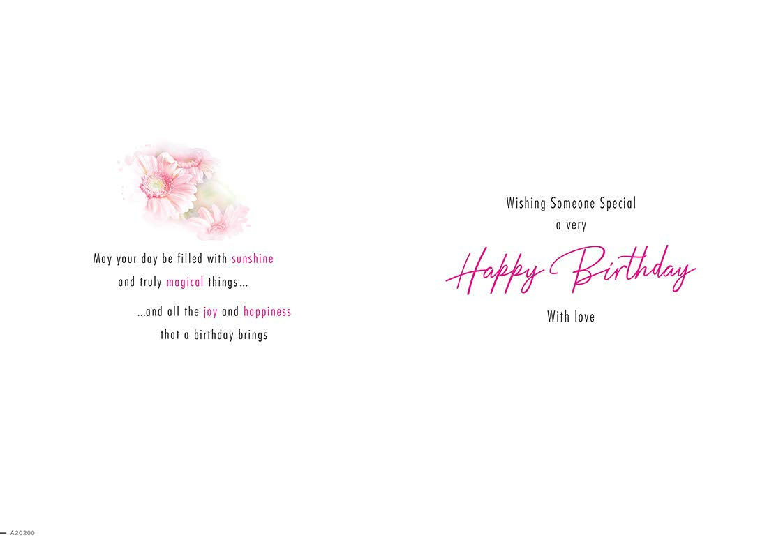 Piccadilly Greetings Traditional Birthday Card for Someone Special | 9 x 6 Inches | Pink