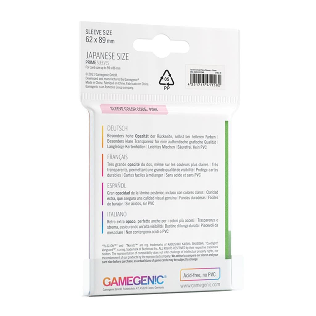 Gamegenic Prime Japanese Sized Sleeves - Green | 100 Micron Thickness | 60 Count 2
