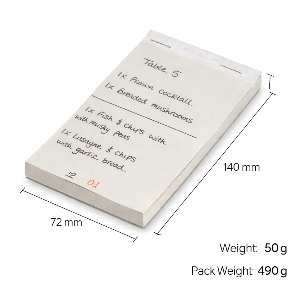 bar@drinkstuff Restaurant Order Pads with Duplicate Sheet - Set of 10 | 50 Numbered Sheets 4