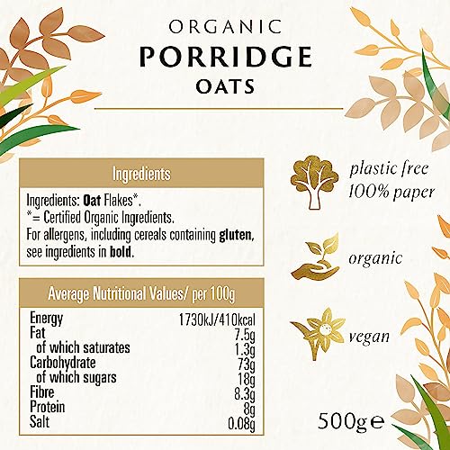 Biona Organic Porridge Oats, 500 g - Organically Grown Breakfast Oats - High in Fibre 2