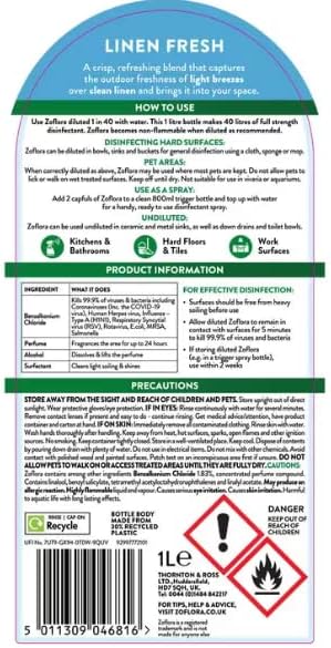 Zoflora - Linen Fresh Concentrated Disinfectant 1L 2