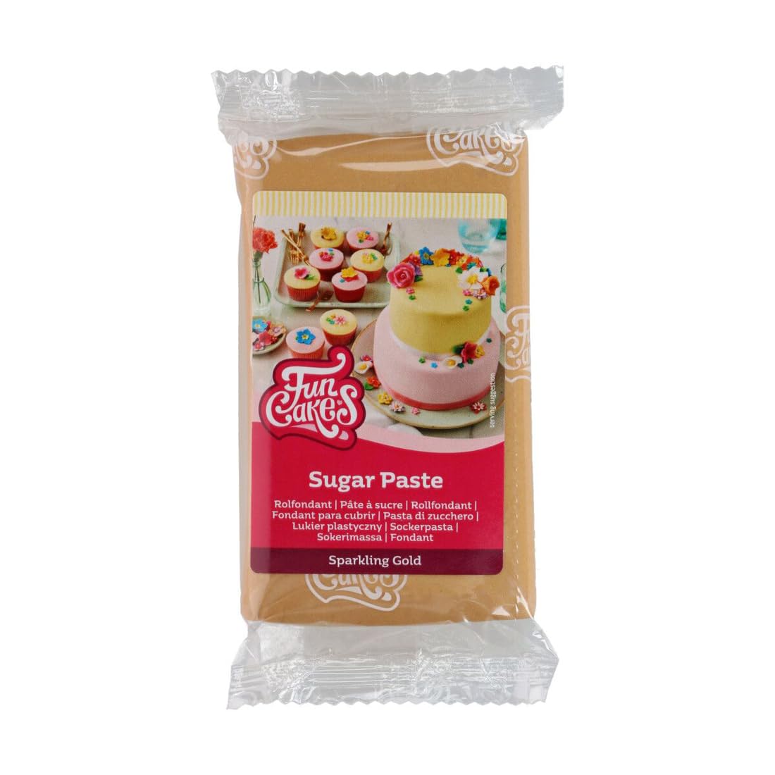 FunCakes Sugar Paste Sparkling Gold (1 Piece) - Edible Cake Decorating Fondant with Vanilla Flavor 1