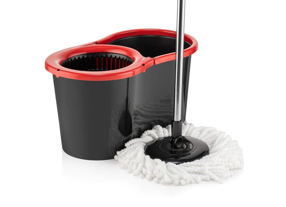 Requisite Needs Smart Spin Mop and Bucket Set – 360° Rotatable Microfiber Mop with Adjustable Stainless Steel Handle – Black 6