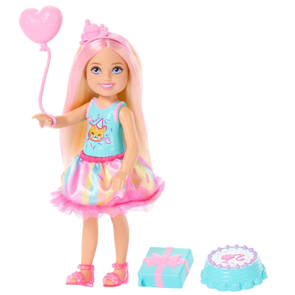 Barbie Club Chelsea 6-Inch Birthday-Themed Doll with Pink-Streaked Hair & Party Accessories 8
