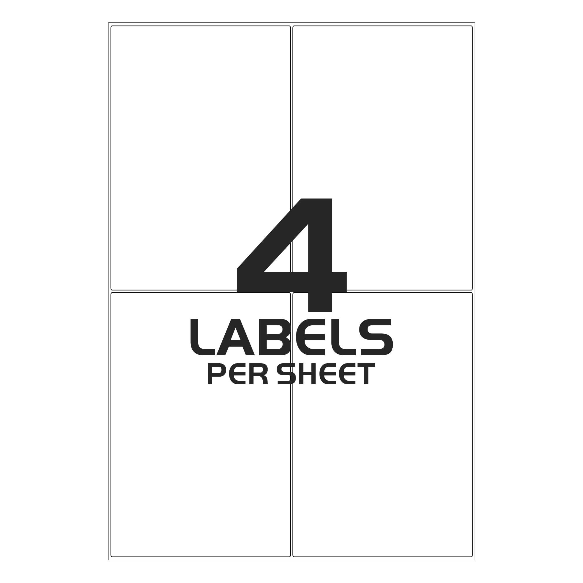 iSOUL A4 Printer Labels - 4 Labels Per Sheet, 80 Labels Total (20 Sheets) | Matte White, Inkjet & Laser Compatible