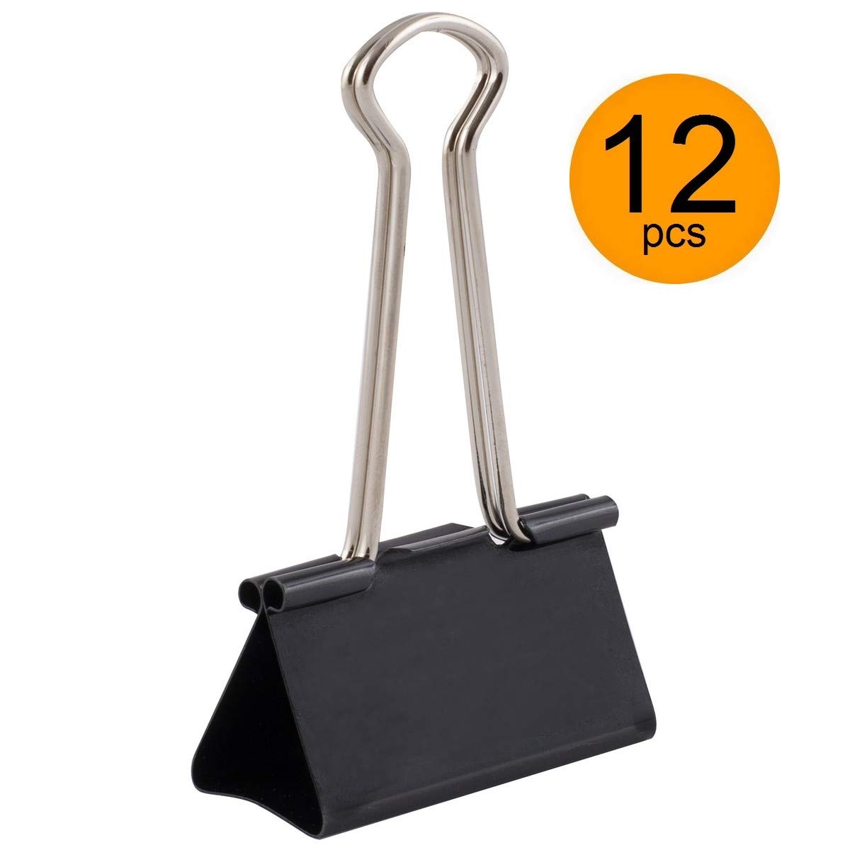 D.RECT Extra Large Binder Clips - 51mm Heavy-Duty Grip | Pack of 12 Black Metal Clips 6