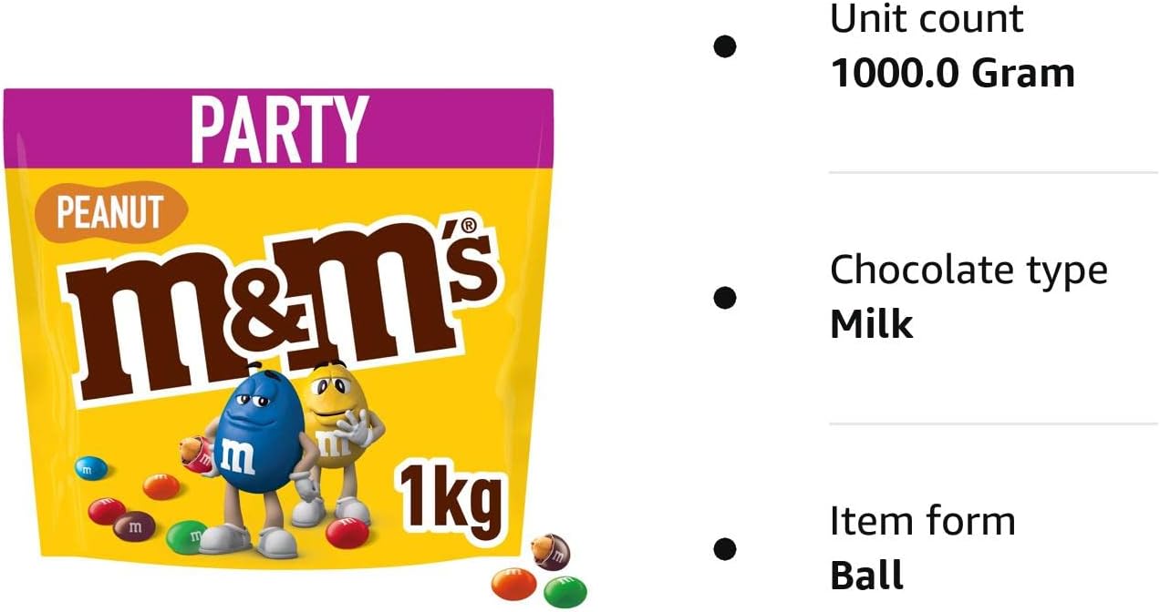 M&M's Peanut Milk Chocolate Party Bulk Bag - 1kg Snack Pack 2