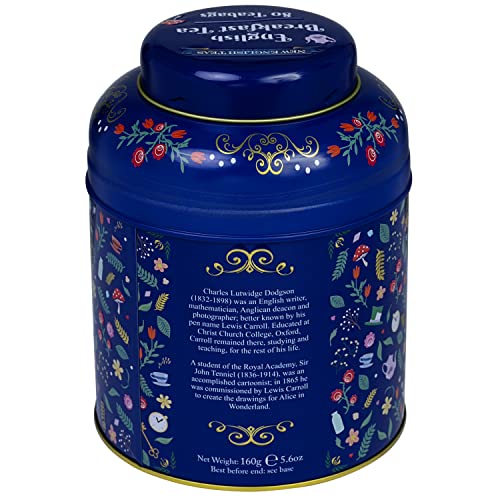 New English Teas Midnight Alice in Wonderland Tea Caddy with 80 English Breakfast Teabags