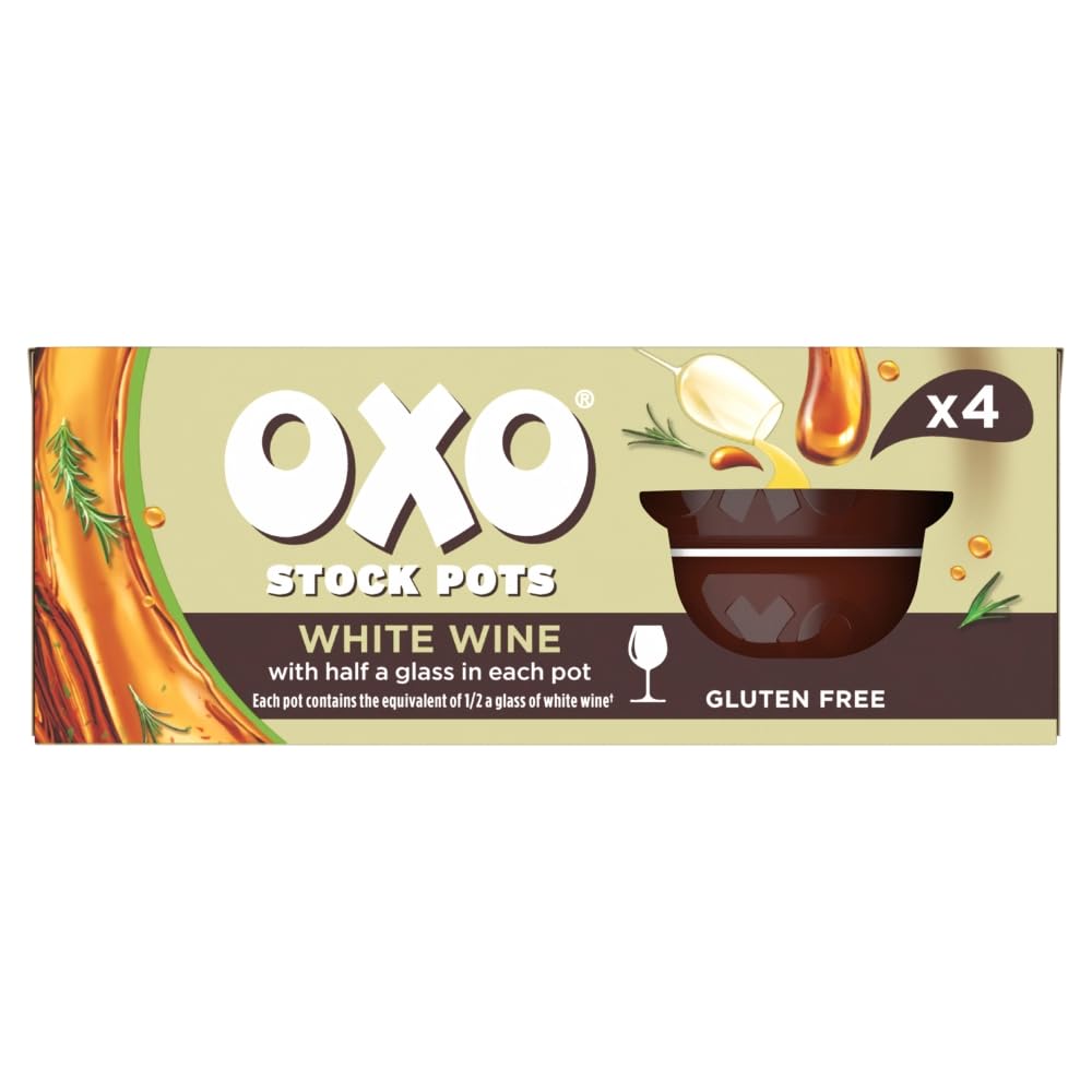 OXO White Wine Stock Pots - Gourmet Base for Creamy & Savoury Dishes, 4 x 20 g (80 g Total)