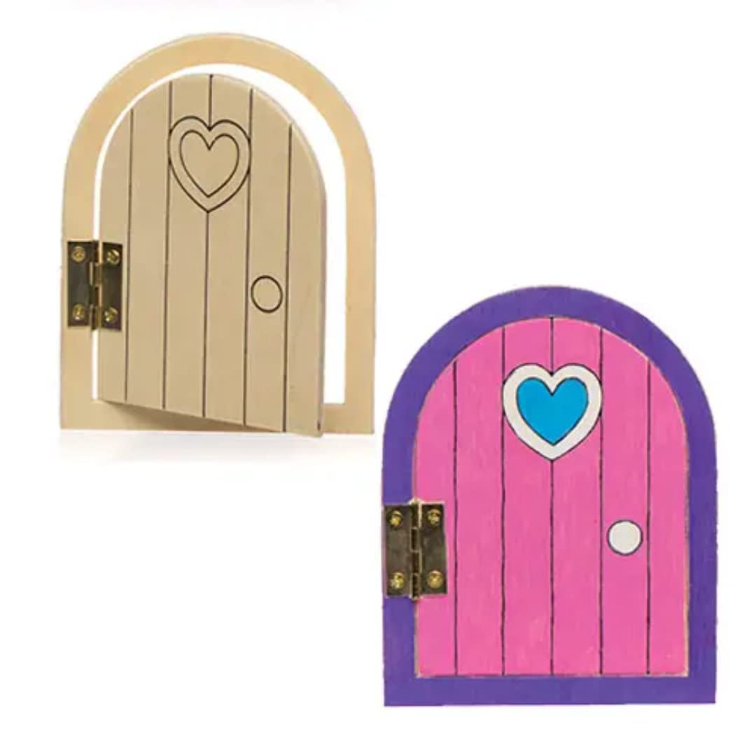 Baker Ross AR220 Wooden Fairy Doors for Kids Crafting | Pack of 4 | 8.5 x 11.5 cm Plywood 1