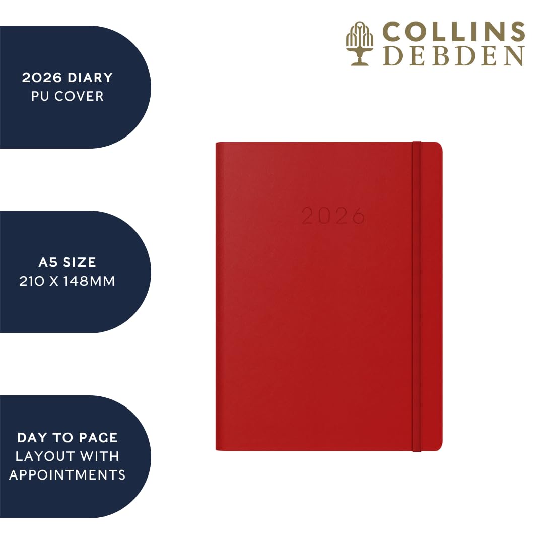 Collins Legacy 2026 Appointment Book Planner - A5 Day-To-Page | 1/2 Hourly Appointments | Mint Hard Cover 6