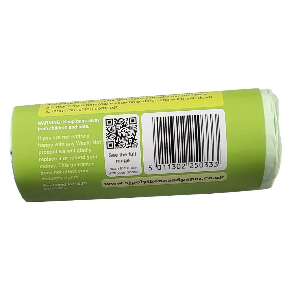 Waste Not Compostable Caddy Liners, 100% Natural Vegetable Starch, 100% Biodegradable, 20-Pack 3
