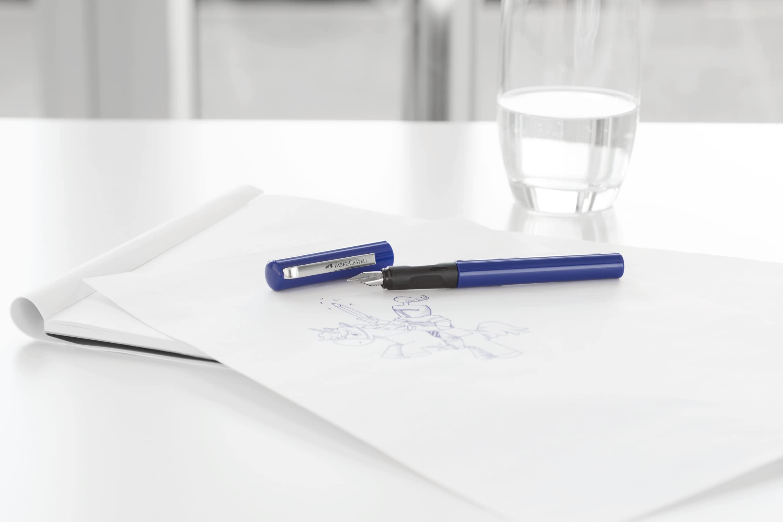 Faber-Castell Metal Fountain Pen - Fine 0.3mm Nib | Refillable | Blue Ink | Ergonomic Grip 6