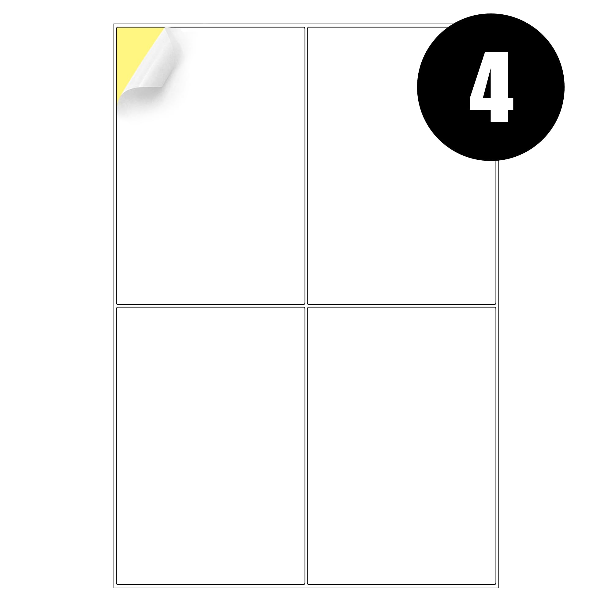 iSOUL A4 Printer Labels - 4 Labels Per Sheet, 80 Labels Total (20 Sheets) | Matte White, Inkjet & Laser Compatible