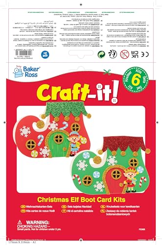 Baker Ross FE968 Christmas Elf Boot Card Kits - Pack of 6 Craft Kits for Kids 15