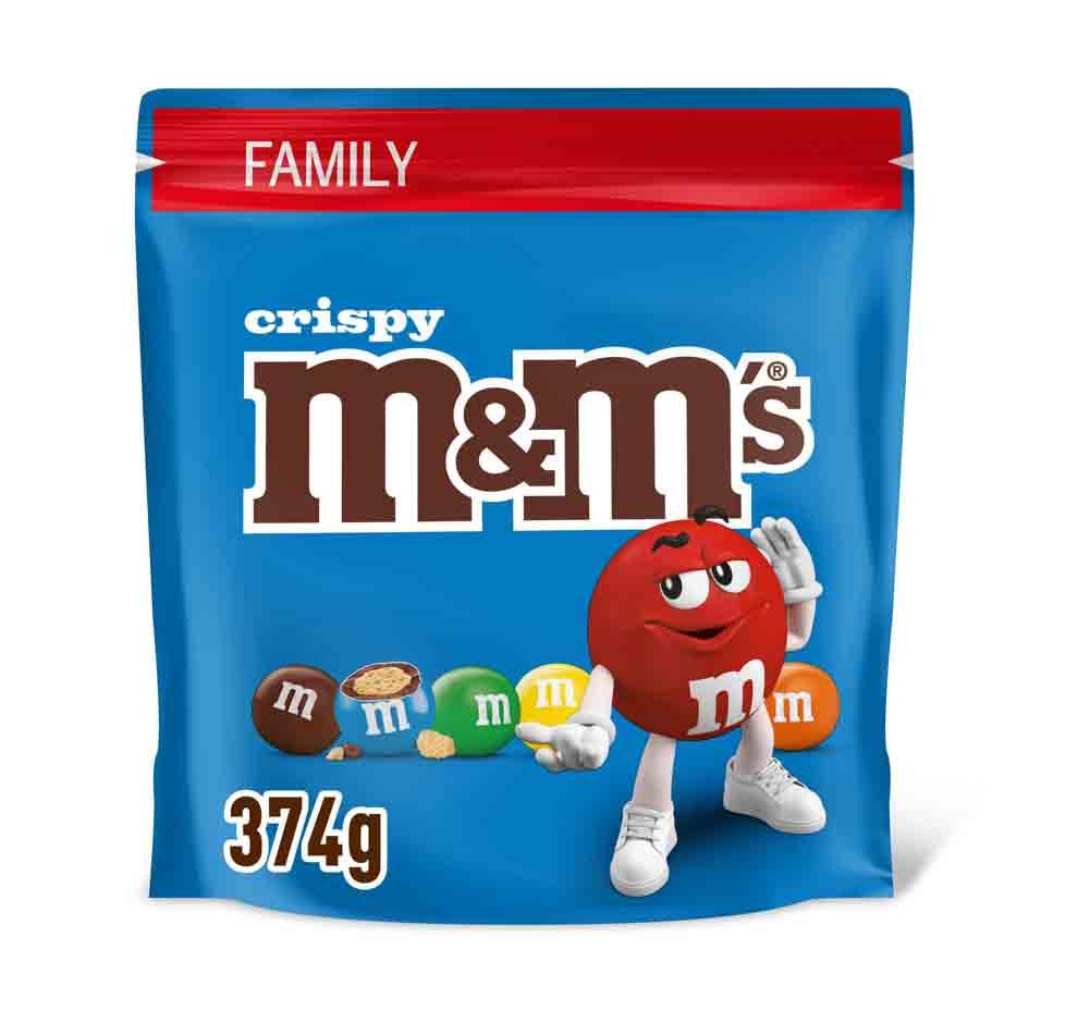M&M's Crispy Chocolate Pouch 374g - Family Size Snack Pack 1