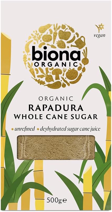 Biona Organic Rapadura Whole Cane Sugar 500g - Unrefined Caramel Flavour Sweetener 1