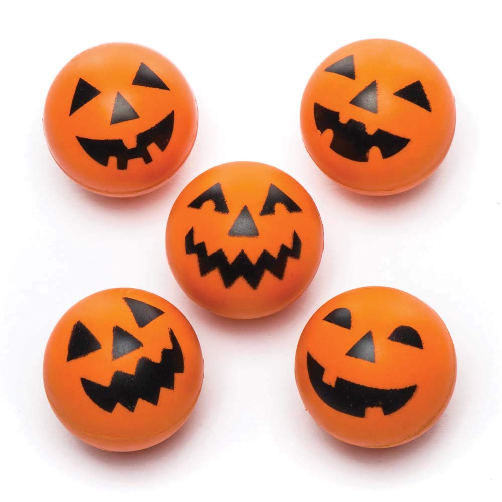 Baker Ross AR6382 Pumpkin High Bouncy Balls - 5 Assorted Designs, Party Bag Fillers for Kids 1