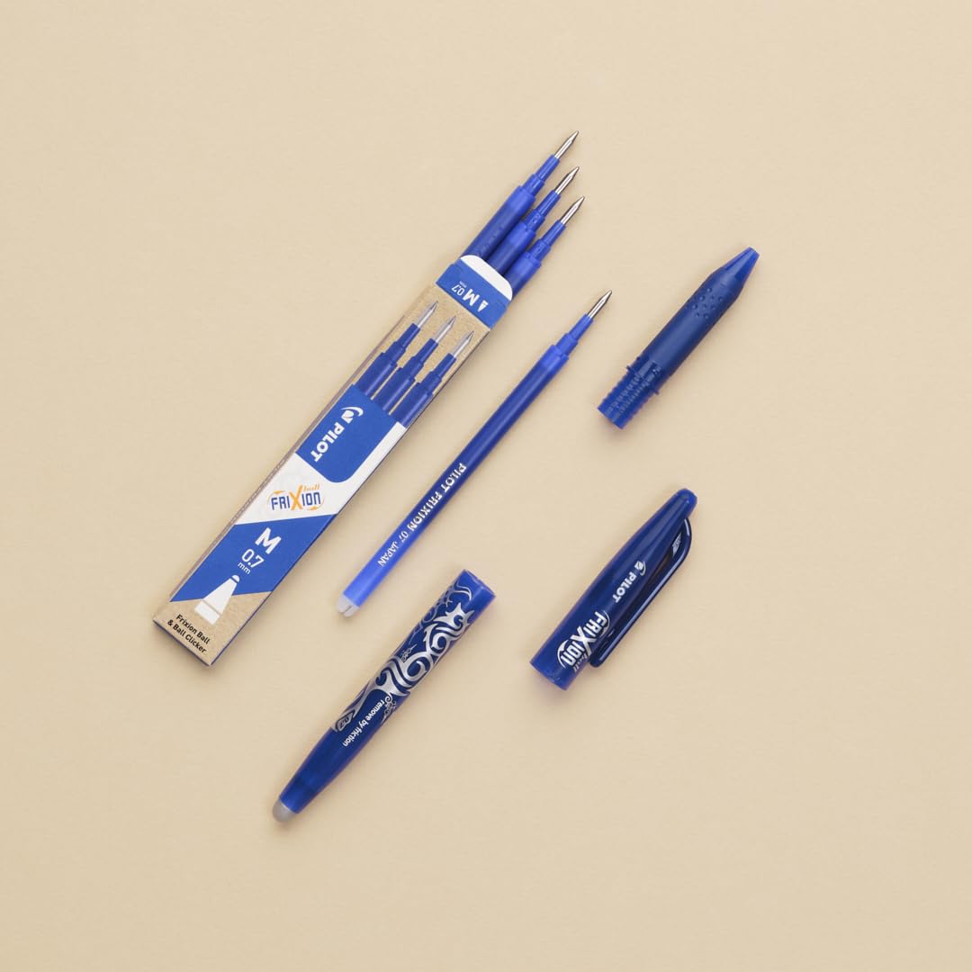 PILOT FriXion Ball Erasable Rollerball Pen - Medium 0.7mm Tip | Black, Green, Violet Ink | Pack of 1 8