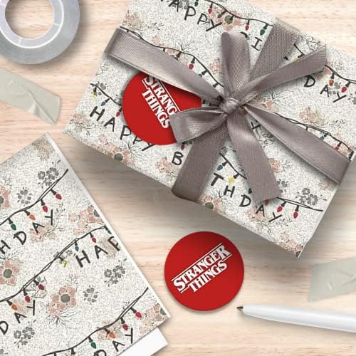 Danilo Promotions LTD Stranger Things Gift Wrapping Paper 2 Pack - 4 Sheets & 4 Tags | 70cm x 50cm 6