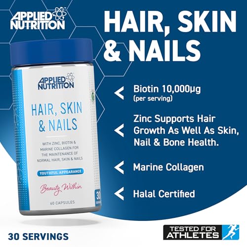 Applied Nutrition Hair, Skin, Nails - Biotin & Marine Collagen Supplement (60 Capsules)