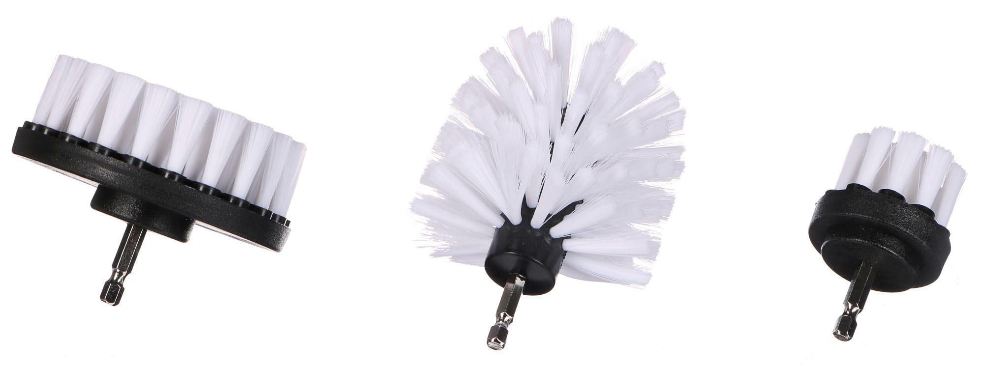 SIXTOL Drill Brush Set - 3 Soft White Nylon Heads for Car Detailing & Household Cleaning | Compatible with Drills