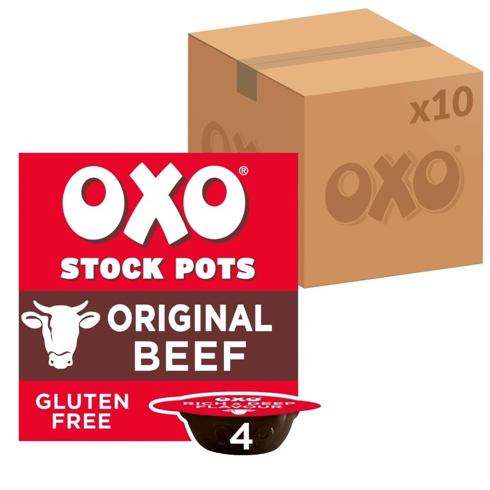 OXO Beef Stock Pots - Original Recipe, Rich & Flavourful | 40 Pots (10 Packs) | 800g Total