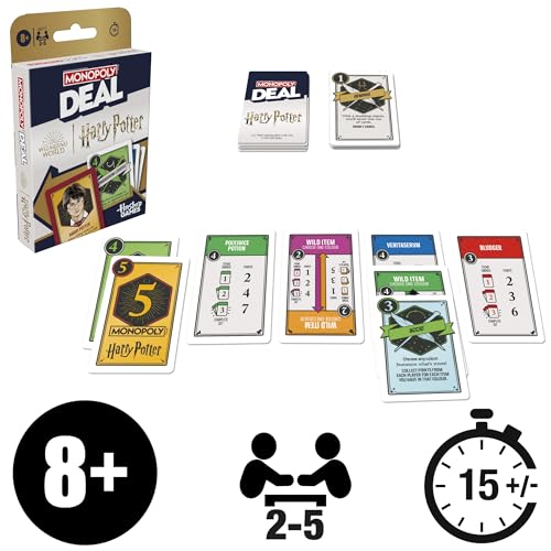 Monopoly Monopoly Deal: Harry Potter Card Game - Fast Family Party Game with Spells & Magical Items, 2–5 Players 2