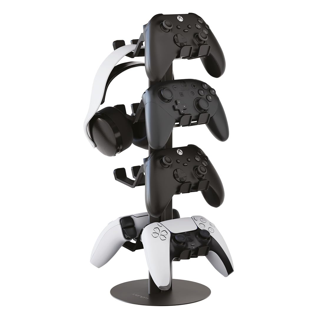 Venom Universal Headset & Controller Stand - 4-Tier Metal Organizer for 8 Controllers | Black 1