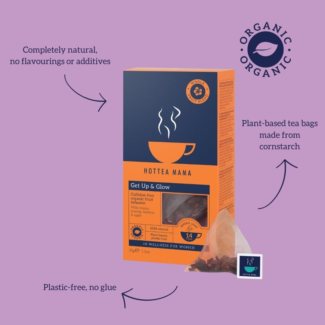 HOTTEA MAMA Get Up & Glow Organic Whole Fruit Tea | Vitamin C Rich | Caffeine-Free Pregnancy & Breastfeeding Tea 2