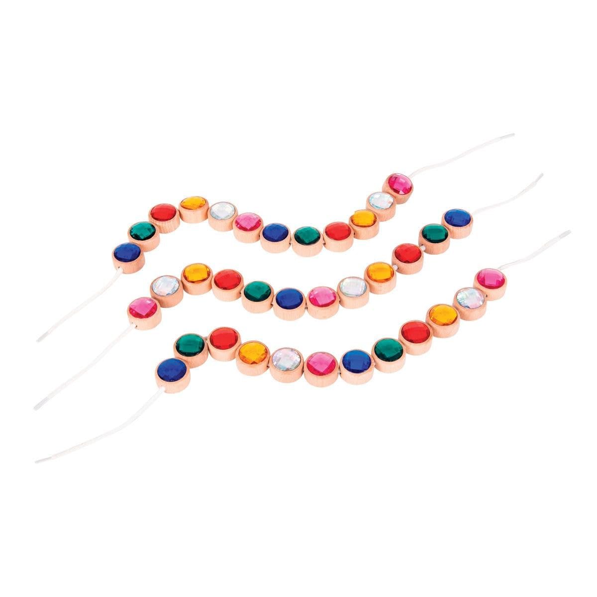 tickit Wooden Lacing Jewels - Brightly Coloured Faceted Gems for Threading & Sensory Play 4
