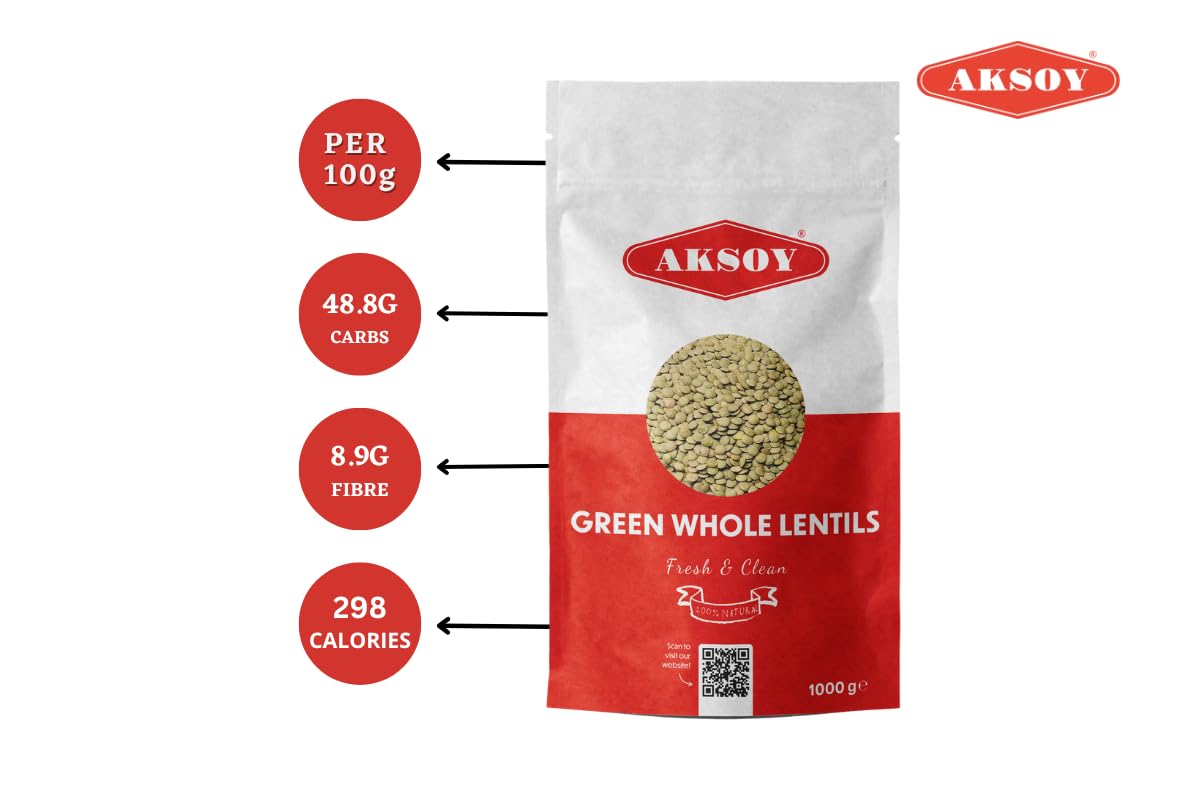 Aksoy Green Whole Lentils 1KG – High Protein, Fiber-Rich Pulses for Salads and Curries 2