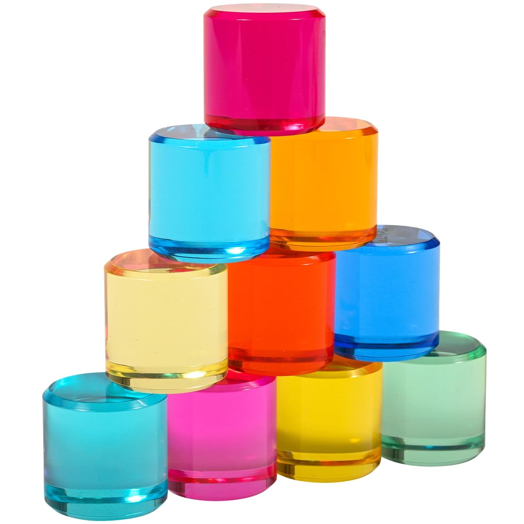 tickit Gem Circles - 10 Acrylic Gemstones for Sensory Play, Stacking & STEM Learning | Ages 3+