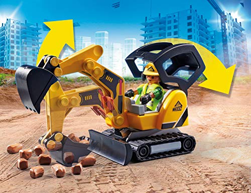 Playmobil City Action Small Excavator with Movable Bucket & 2 Construction Figures (70443)