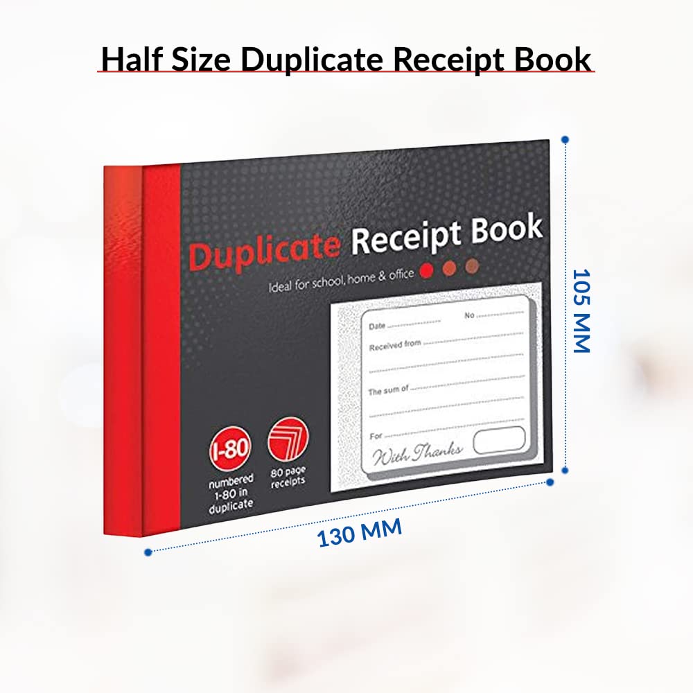 1ABOVE Duplicate Receipt Book - 3 Pack | Numbered 1-80 | Half Size (5"x4") 3