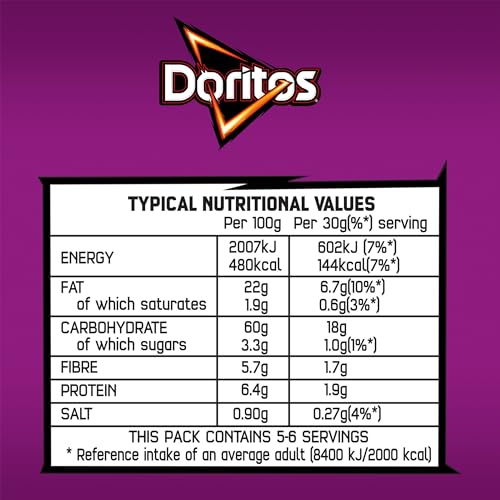 Doritos enhanced Flamin' Hot Sharing Bag Tortilla Chips 9x163g 6