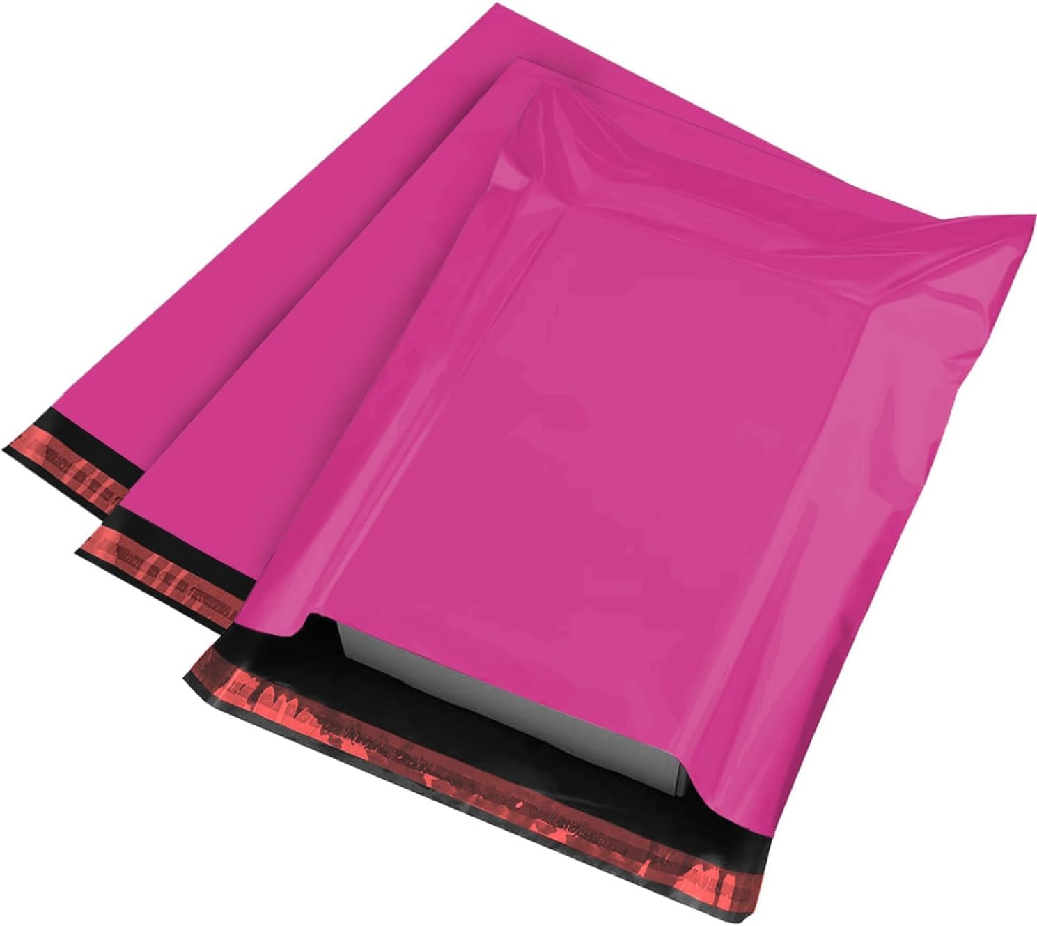 YUNJU 60 Pack Hot Pink Plastic Mail Bags - 17x24 Inch Self-Seal for Shipping & Postal Use