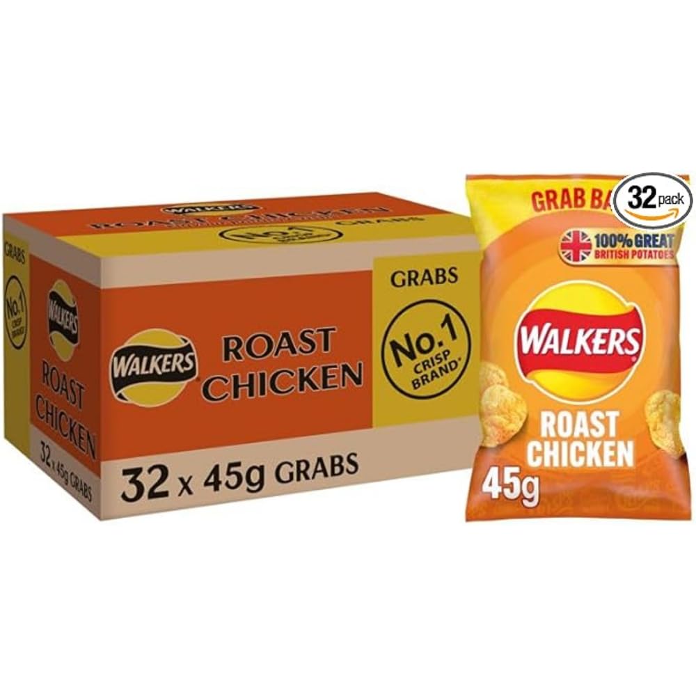 Walkers Roast Chicken Crisps 45g (Case of 32) - 100% British Potatoes, No Artificial Colours 1