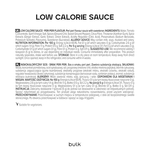Bulk Peri Peri Low Calorie Sauce, 425g - Low Sugar, Fat-Free, 1 kcal per Serving 2