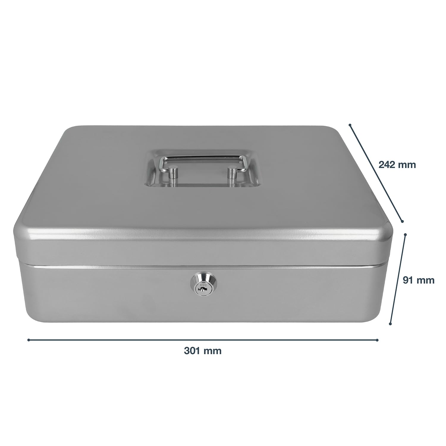 Westcott Lockable Cash Box - Large (30 cm) Sheet Steel Security | Portable | Silver 5