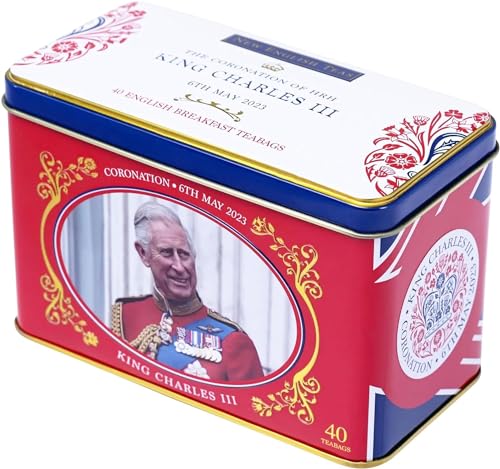 New English Teas Coronation of King Charles III Commemorative Tea Tin with 40 Black Teabags 3