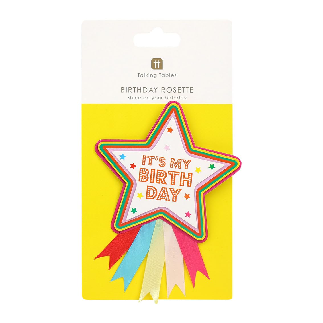 Talking Tables Happy Birthday Rosette Star Badge, Reusable Party Accessory, 10 cm Diameter 2