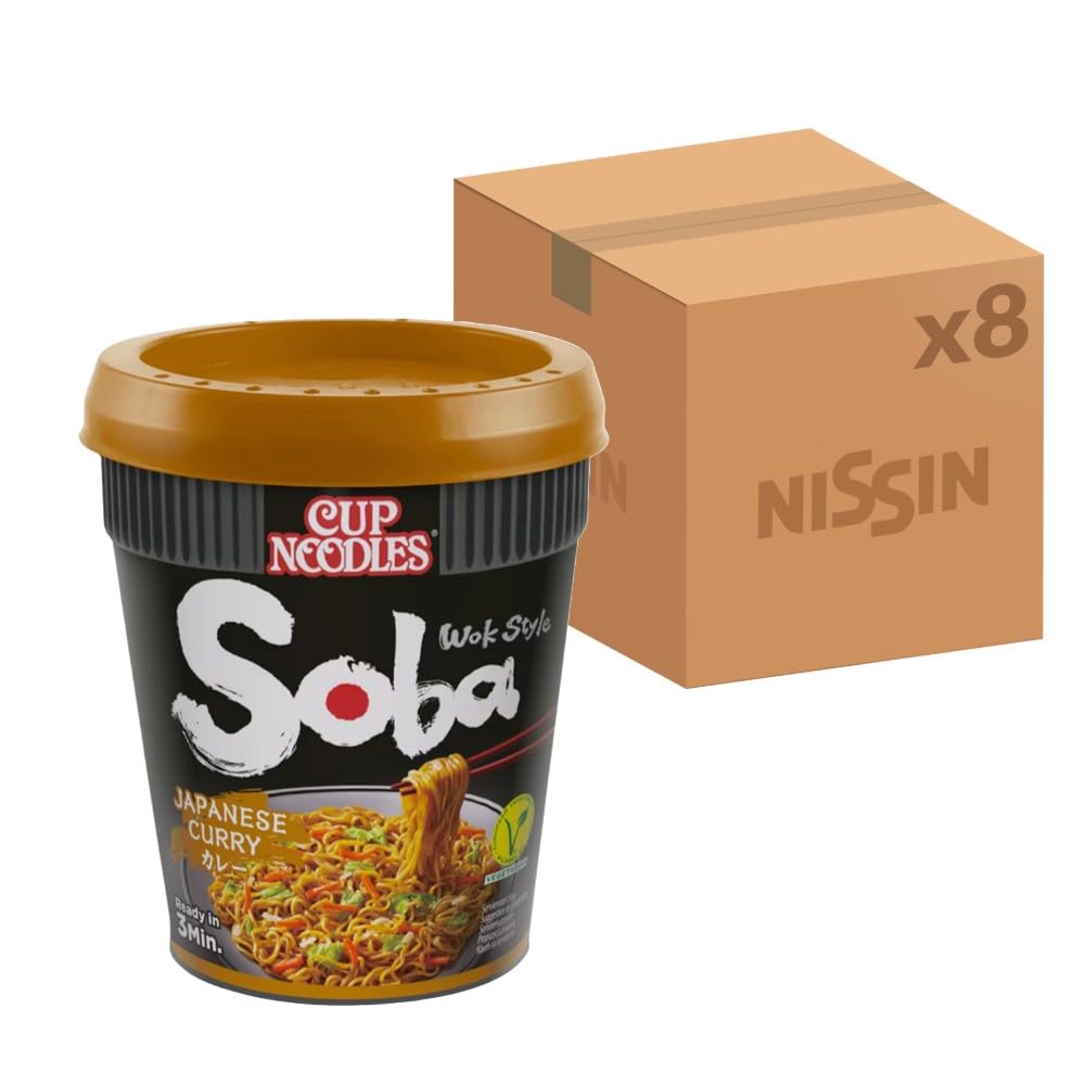 Nissin - Soba Japanese Curry Instant Wok Style Noodles Pot (90g, Pack of 8)