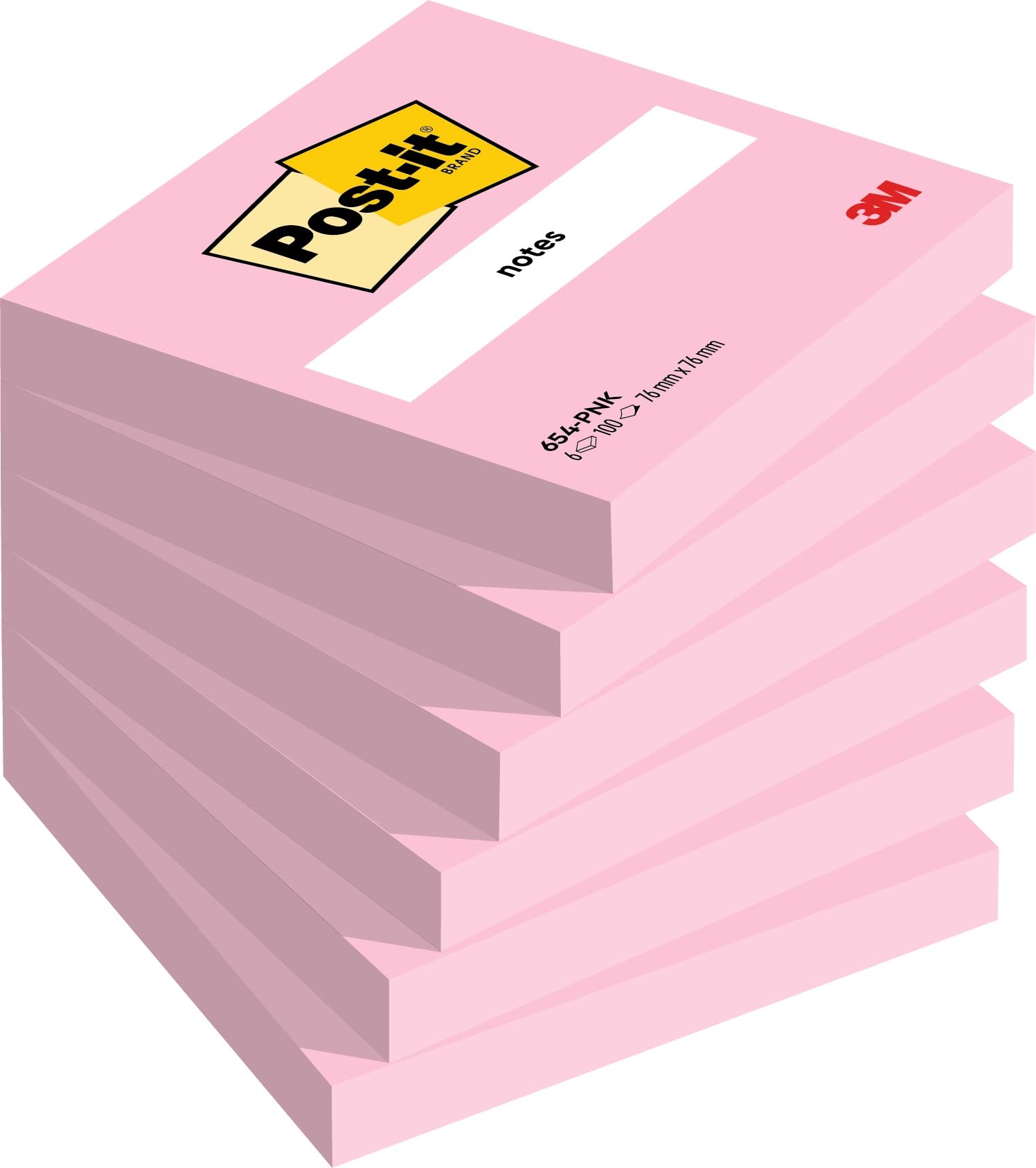 Post-it Notes - Super Sticky | Pink, 76 x 76 mm, 100 Sheets per Pad, Pack of 6 Pads
